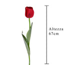 4 Tulipani Artificiali con Foglie Altezza 67 cm Rosso-2