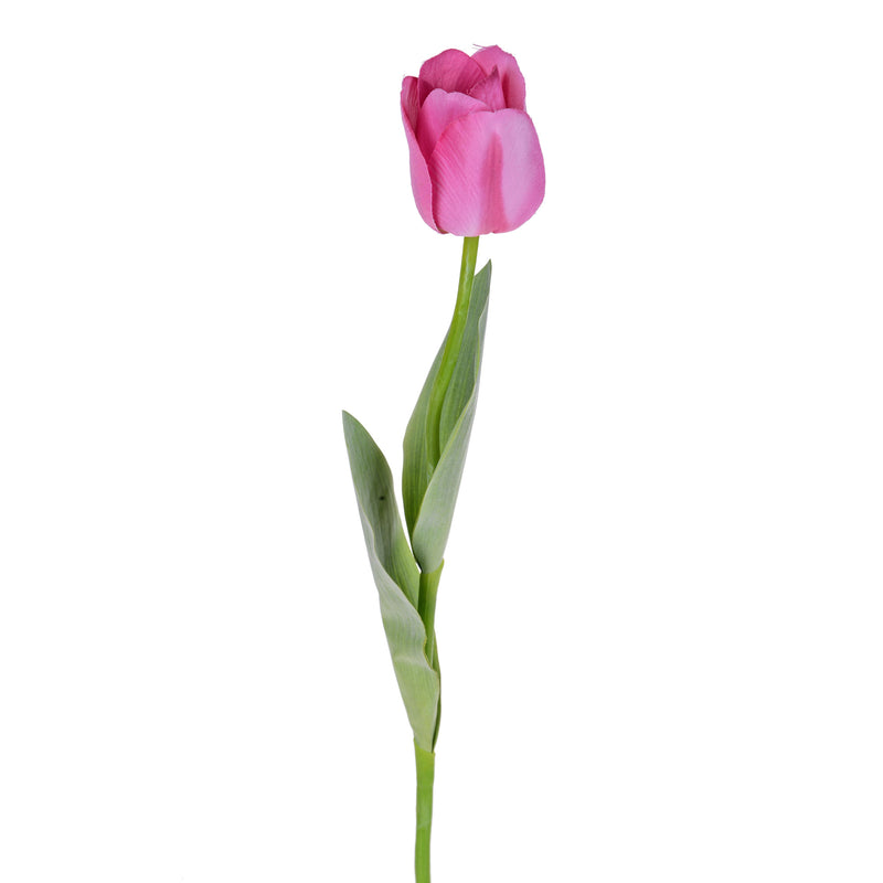 4 Tulipani Artificiali con Foglie Altezza 67 cm Rosa-1