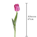 4 Tulipani Artificiali con Foglie Altezza 67 cm Rosa-2