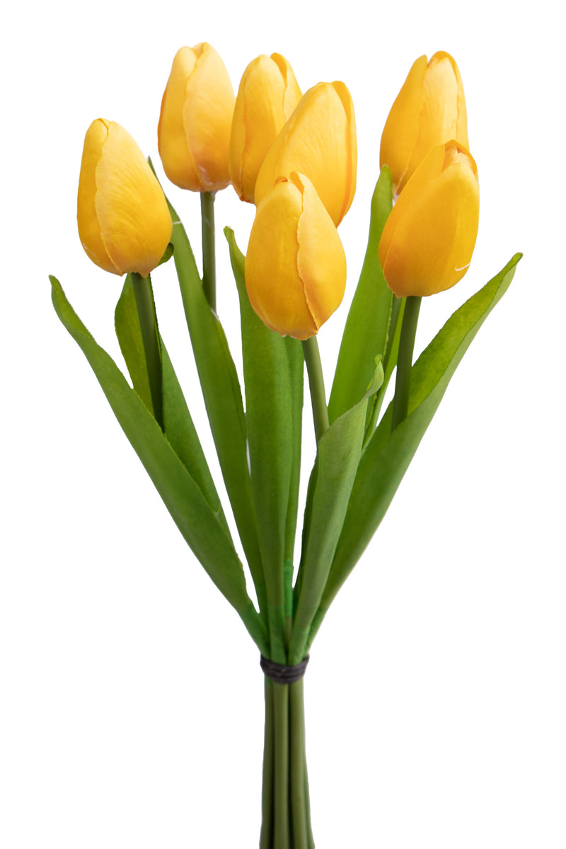 2 Mazzi di 7 Tulipani Artificiali Altezza 37 cm Giallo-1