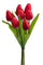 Lot de 3 bouquets de 7 tulipes artificielles, hauteur 37 cm, rouge