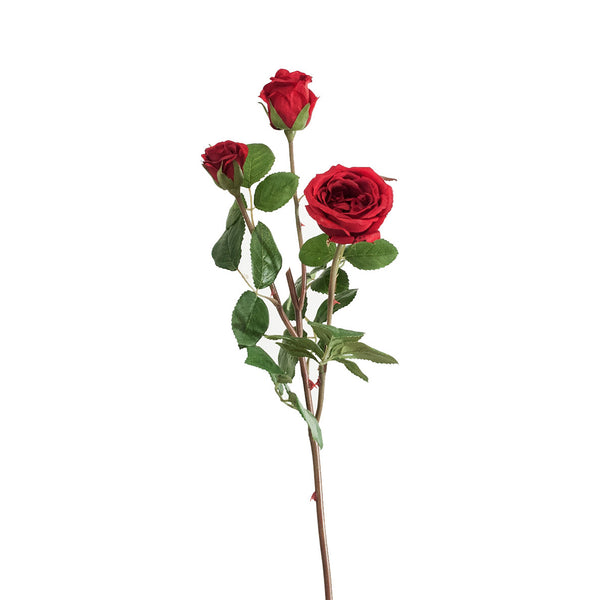 Lot de 3 Branches avec 3 Roses Artificielles Hauteur 74 cm Rouge acquista