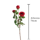 Ramo con 3 Rose Artificiali Altezza 74 cm Rosso-2