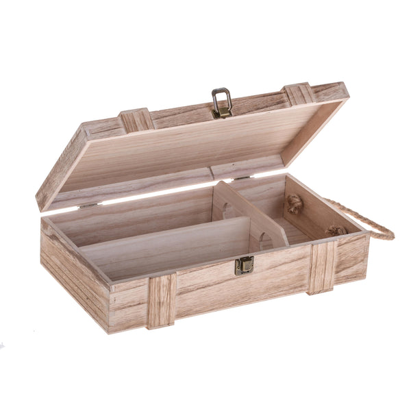 online Boîte à bouteilles en bois avec anse en corde Hauteur 35 cm