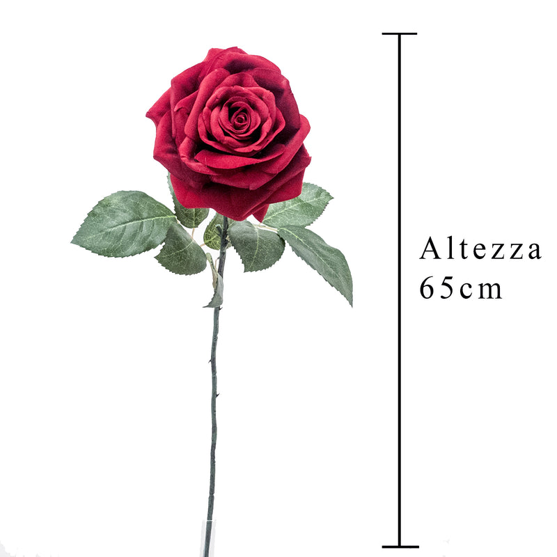 2 Rose Artificiali Victoria Altezza 65 cm Rosso-2