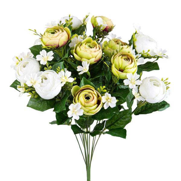 prezzo Set 2 Bouquet de Renoncules Artificiels Composé de 13 Fleurs Hauteur 44 cm Vert