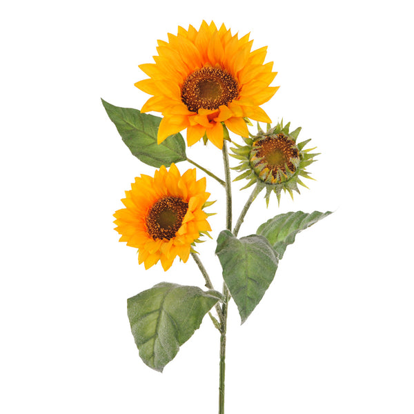 Set 2 Tournesols Artificiels avec 3 Fleurs Hauteur 85 cm Jaune acquista