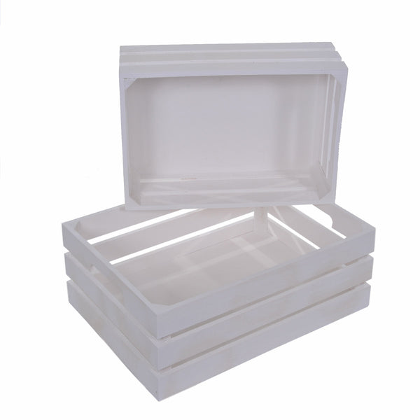 sconto Lot de 2 Caisses Bois Largeur 35 cm Blanc