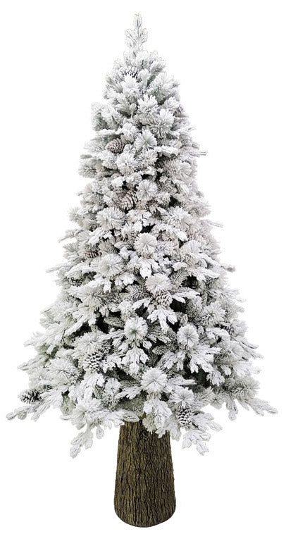 Albero di Natale Artificiale Innevato 240 cm 56 Rami con Pigne e Tronco Cedro Verde-1