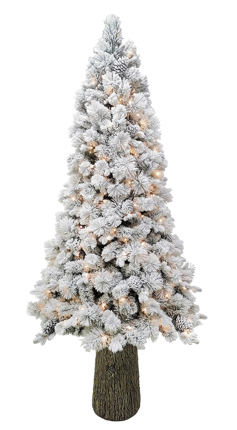 Albero di Natale Artificiale Innevato con Luci LED Abete del Gargano Verde Varie Misure-1