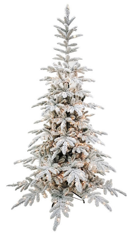 Albero di Natale Artificiale Innevato 240 cm 55 Rami con 450 LED Faggete del Gargano Verde-1