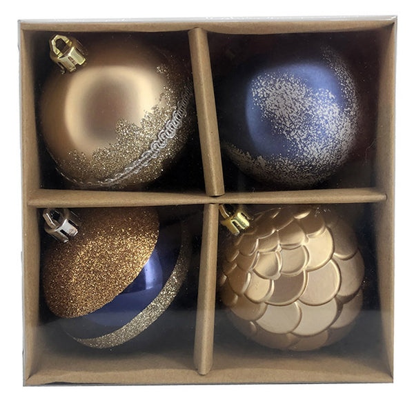 online Lot de 4 Boules Décoratives pour Sapin de Noël Ø7 cm en Plastique 4 Motifs Assortis