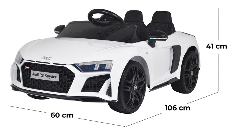 Macchina Elettrica per Bambini 12V con Licenza Audi R8 Spyder Bianca-5