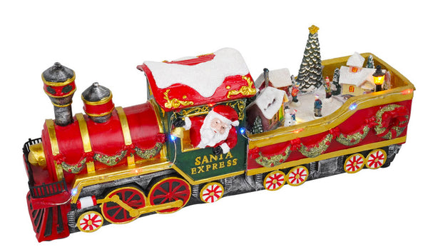 Treno di Babbo Natale 16x11x37 cm in Resina con Musica e Luci prezzo