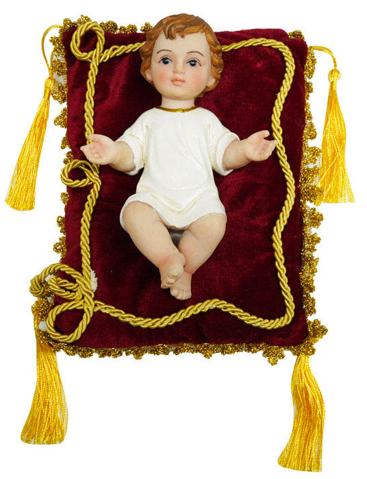 sconto Enfant Jésus 15 cm en résine avec coussin rouge