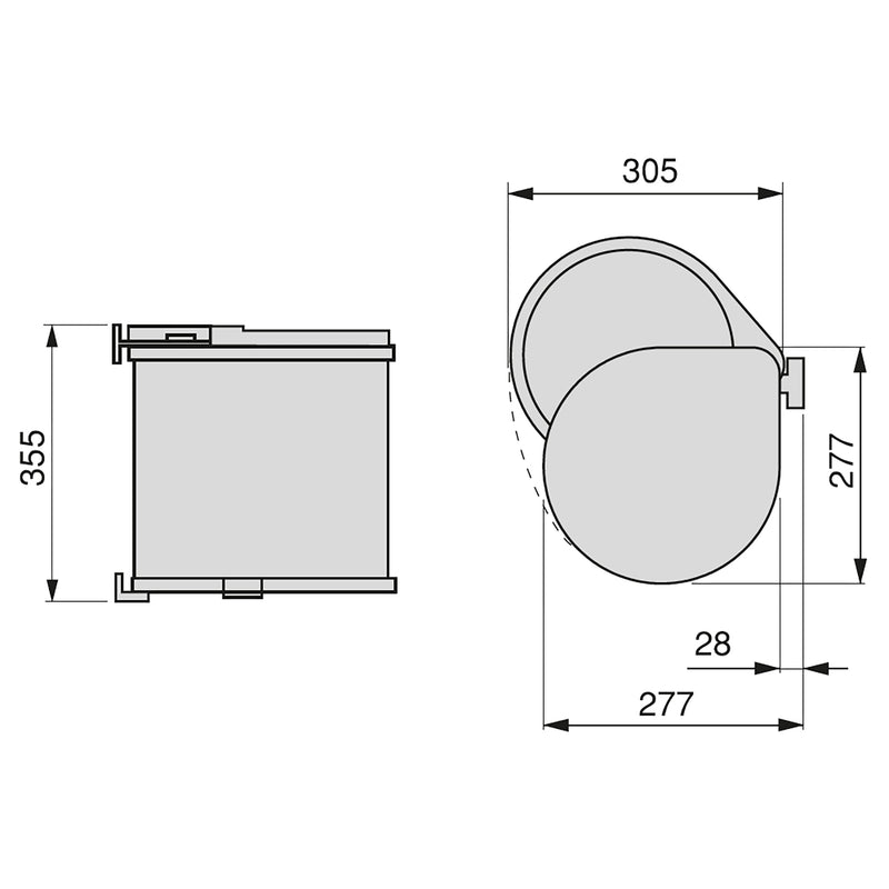 Pattumiera Differenziata per Anta 13 Litri in Plastica Emuca Bianca-2