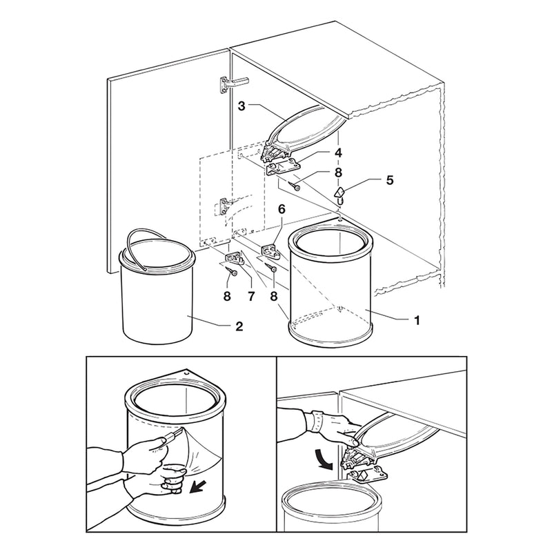 Pattumiera Differenziata per Anta 13 Litri in Plastica Emuca Bianca-4