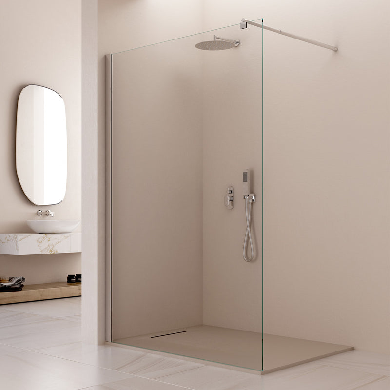 Parete Doccia Walk-In 140 cm in Cristallo Trasparente 8mm H195 Bonussi Nives-3