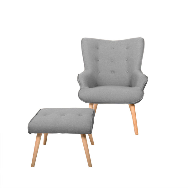 acquista Ensemble fauteuil et pouf gris Biki