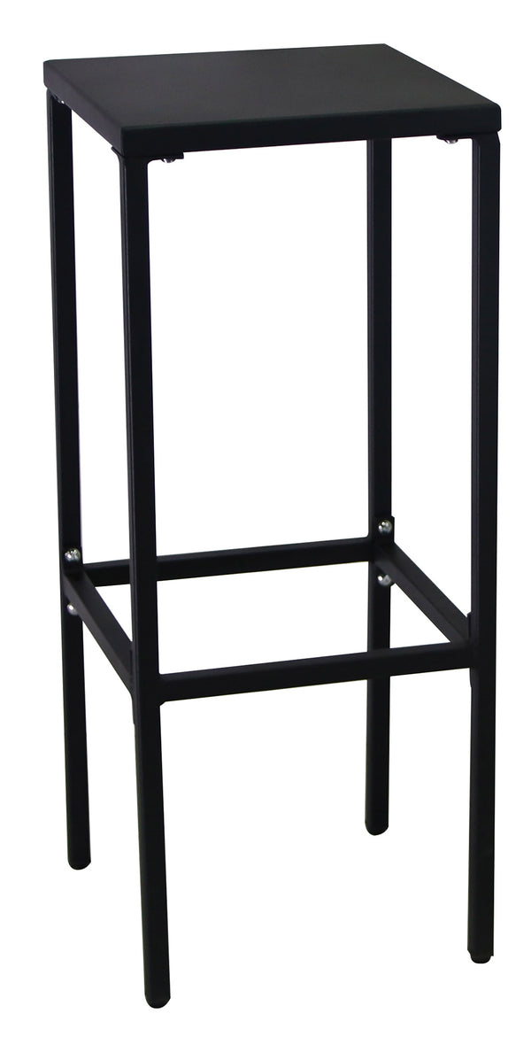 Tabouret de jardin haut 32x32xH78 cm en métal utilitaire noir sconto