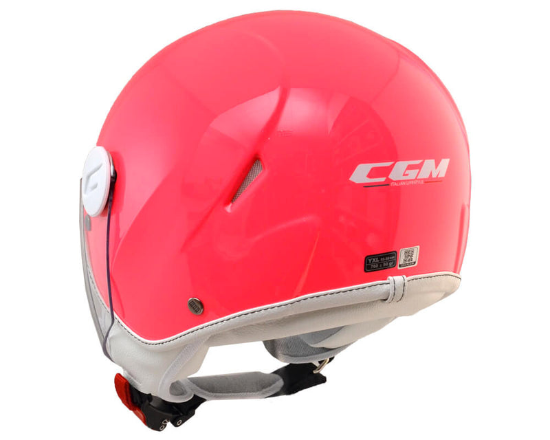 Casco Demi-Jet per Bambini Visiera Lunga CGM Magic Mono 205A Rosa Fluo Varie Misure-5