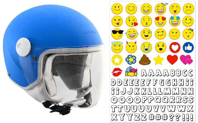 Casco Demi-Jet per Bambini Visiera Lunga CGM Magic Smile 205S Azzurro Opaco Varie Misure-1