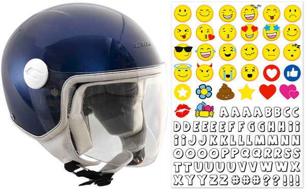 Casque Demi-Jet Enfant Visière Longue CGM Magic Smile 205S Bleu Métallique Différentes Tailles acquista