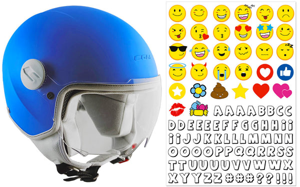 sconto Casque Demi-Jet pour Enfants Visière Forme CGM Magic Smile 205S Bleu Mat Différentes Tailles