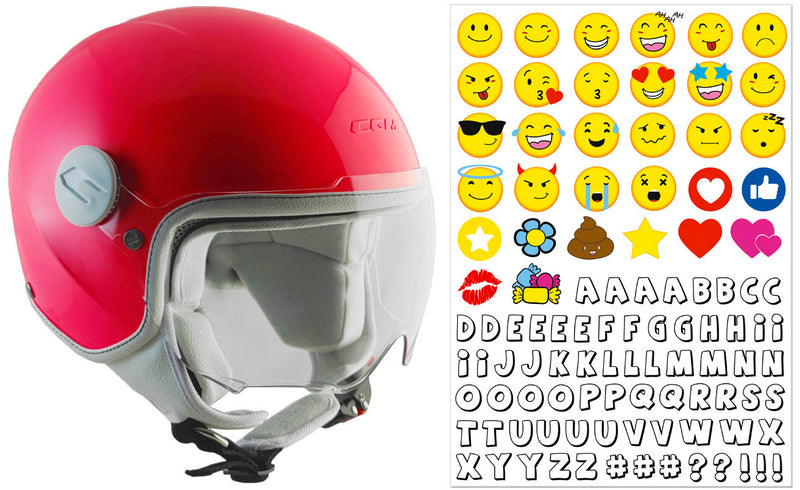 Casco Demi-Jet per Bambini Visiera Sagomata CGM Magic Smile 205S Rosa Fluo Varie Misure-1