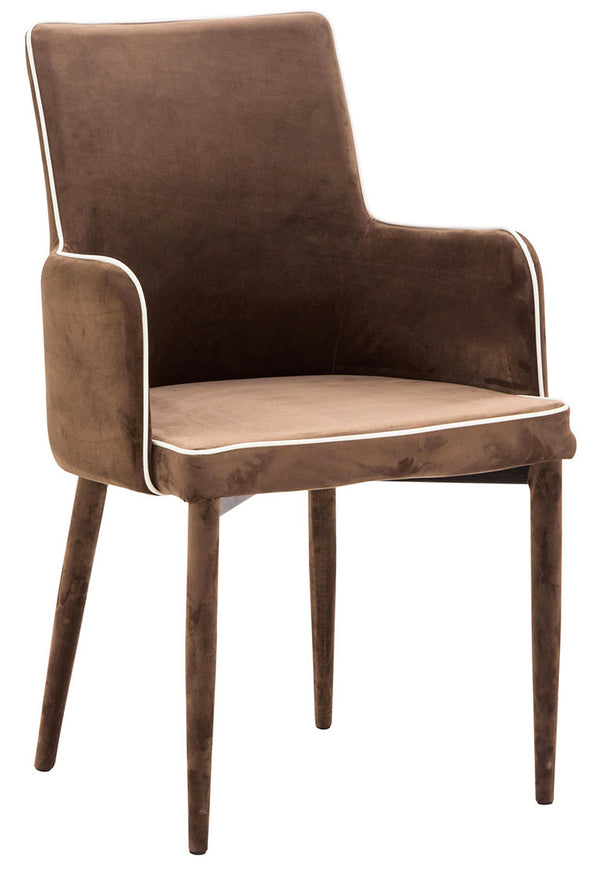 Fauteuil rembourré 56,5x53x87 cm en tissu velouté Plana Plus Cappuccino online