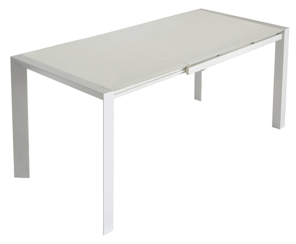 acquista Table Extensible 75,5x80x123/183 cm en Métal Plateau en Verre Trempé Blanc Vendeur