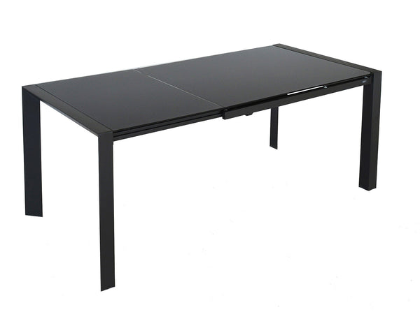 Table Extensible 75,5x80x123/183 cm en Verre Trempé Gris Métal Top Seller prezzo