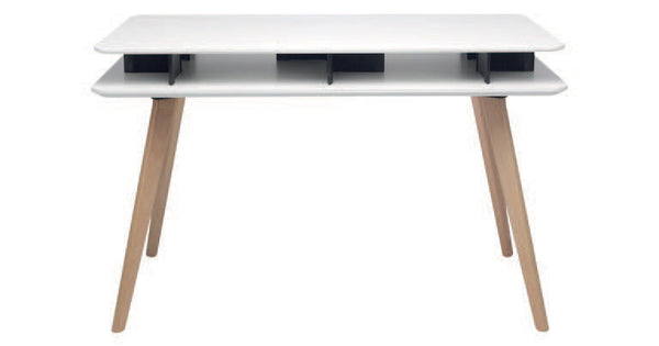 prezzo Table rectangulaire avec rangement 120x70x75 cm en MDF et bois blanc/hêtre