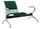 Banc de salle d'attente 1 place bureau avec coussin et table basse en acier et simili cuir argent/vert forêt