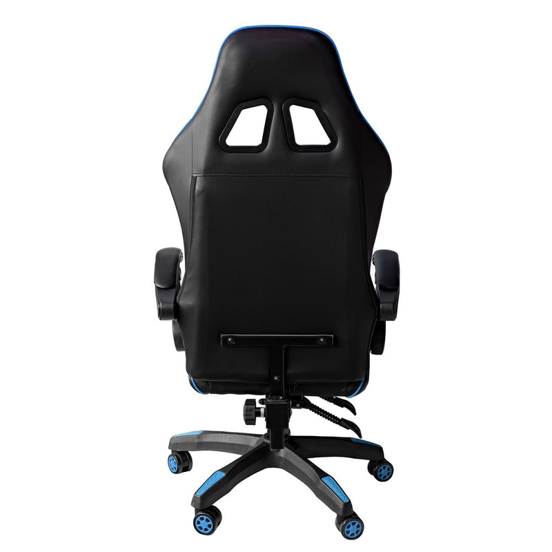 Sedia da Gaming Ergonomica 64x53x122-133 cm con Poggiapiedi in Similpelle Blu-4