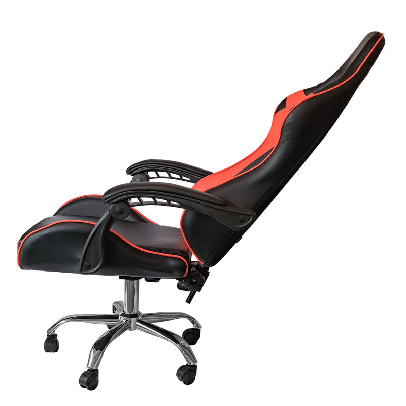 Sedia da Gaming Ergonomica 64x53x122-133 cm con Supporto Lombare e Poggiatesta in Similpelle Rossa-3