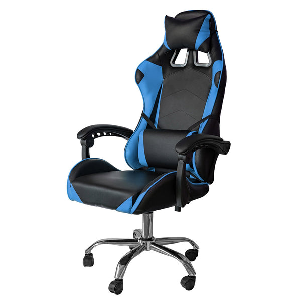 Chaise Gaming Ergonomique 64x53x122-133 cm avec Support Lombaire et Appui-Tête en Simili Cuir Bleu prezzo