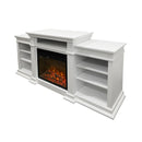 Camino Elettrico da Pavimento Effetto Fiamma 179x48x85 cm 900W/1800W in Legno Bianco-3