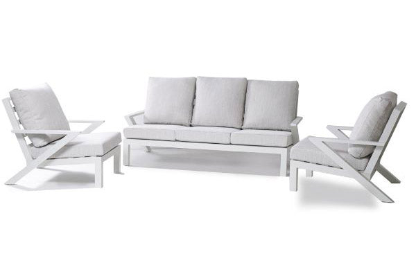 Salon de Jardin Canapé + 2 Fauteuils en Aluminium Blanc Malaga online