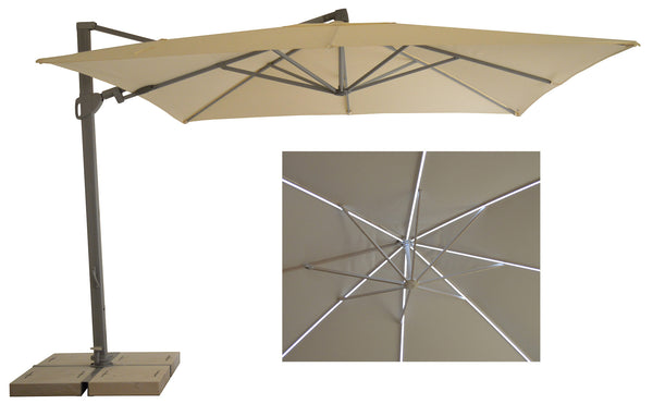 Parasol de Jardin Décentralisé à LED 3,3x3,3m en Aluminium et Polyester Ivoire online