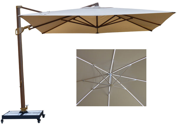 Parasol de Jardin Décentralisé à LED 3,3x3,3m en Aluminium et Polyester Ecru online