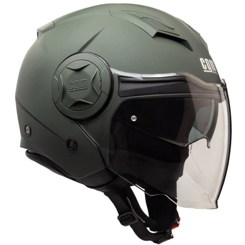 Casco Jet per Scooter Visiera Lunga CGM Illinois 129A Verde Opaco Varie Misure-1