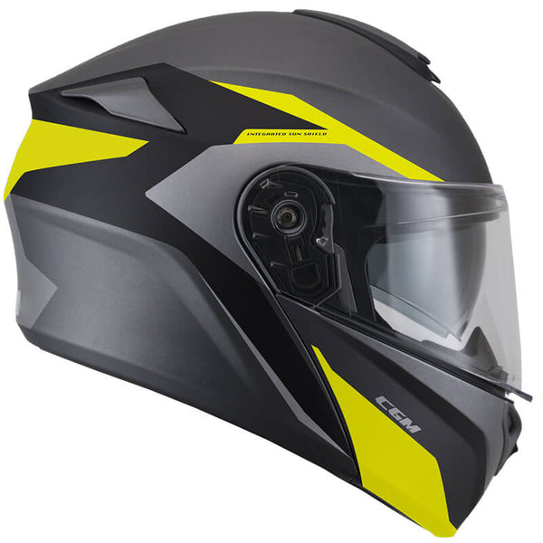 sconto Casque Intégral pour Scooter CGM Dresden Long Visor 508G Matt Fluo Yellow Différentes Tailles