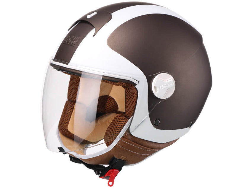 Casco Demi-Jet per Scooter Visiera Lunga CGM Positano 107V Marrone Opaco Varie Misure-2