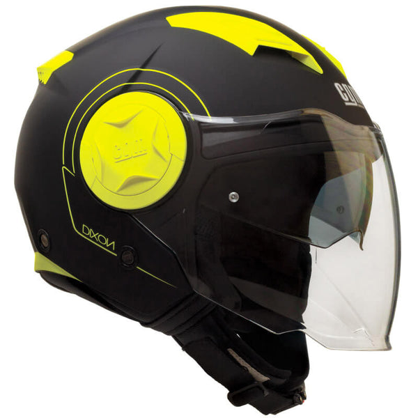 sconto Casque Jet pour Scooter CGM Dixon 129S Visière Longue Jaune Fluo Mat Différentes Tailles