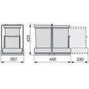 Pattumiera Differenziata 2 Contenitori per Mobili Cucina 14L Estrazione Automatica Emuca Grigia-3