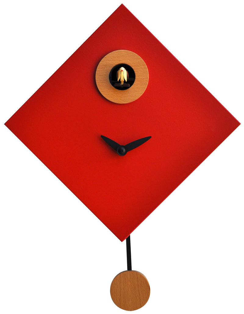 Orologio a Cucù da Parete 25x25x11cm Pirondini Italia Rombino Rosso-1