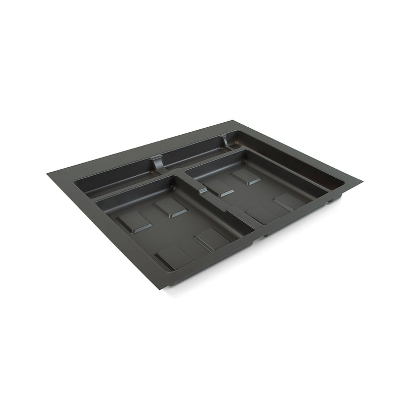 Base 2 Posti per Pattumiera Differenziata per Cassetti Cucina 60 cm in Plastica Emuca Grigio-1