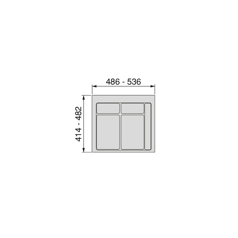 Base 2 Posti per Pattumiera Differenziata per Cassetti Cucina 60 cm in Plastica Emuca Grigio-3