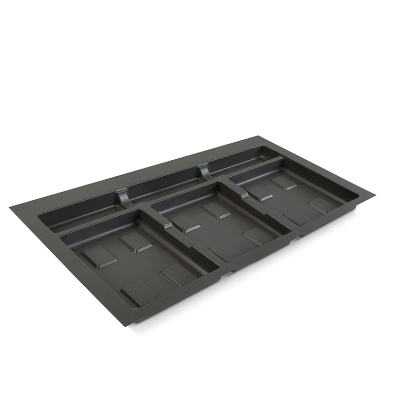 Base 3 Posti per Pattumiera Differenziata per Cassetti Cucina 80 cm in Plastica Emuca Grigio-1